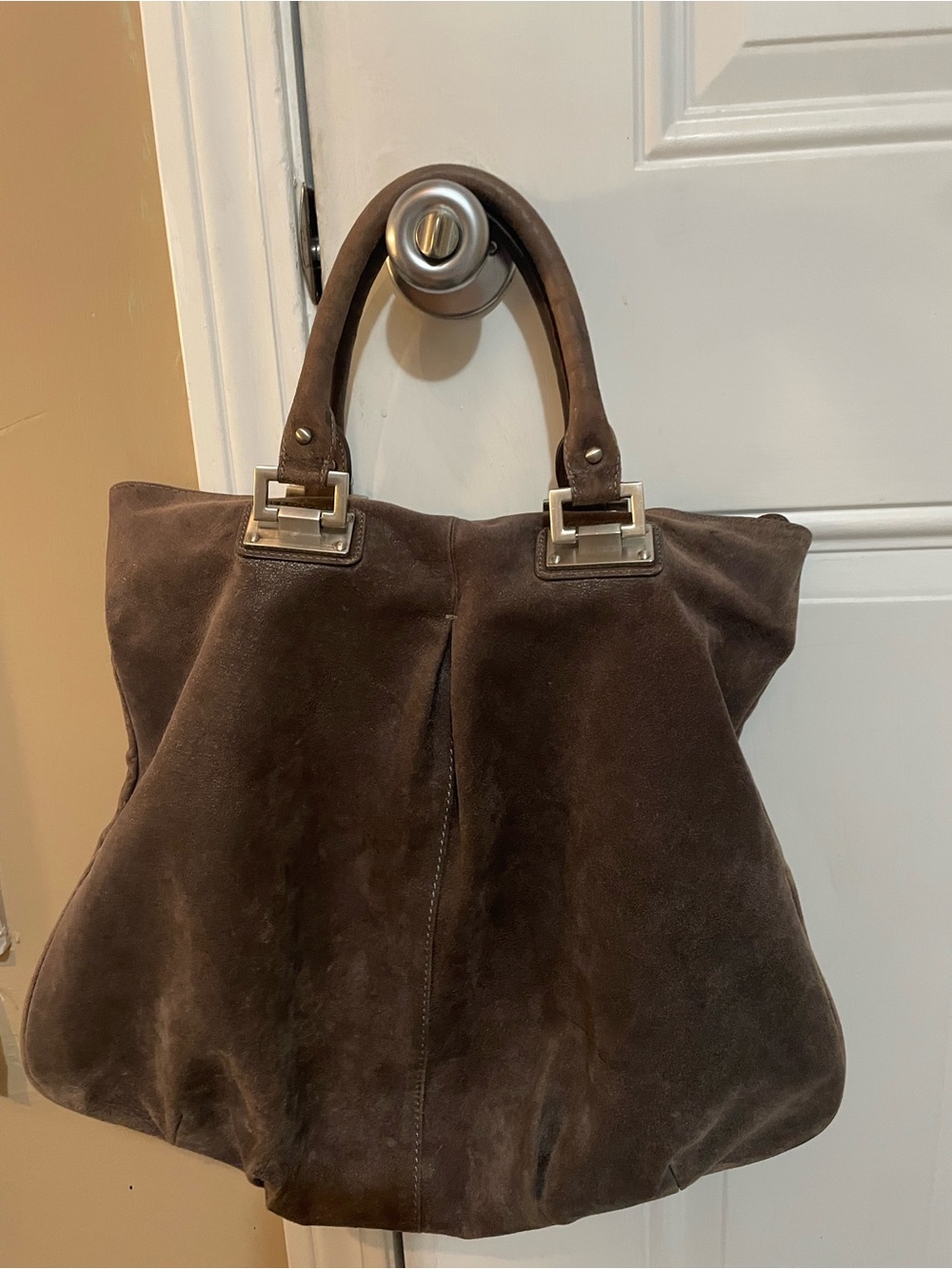 Charles Jourdan Dark Brown Suede Shoulder Bag